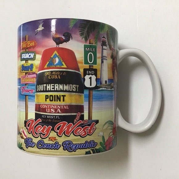 Key West Florida Coffee Mug Southernmost Point Wraparound Graphic Souvenir NEW - Picture 1 of 15